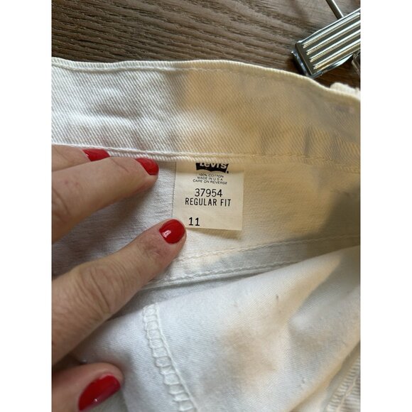 Vintage 90s Levis 37954 Regular Fit High Rise Cuffed Shorts White Orange Tab 11 - Picture 7 of 7